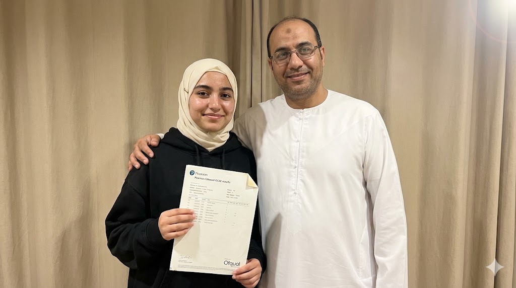 Tariq J. with GCSE results